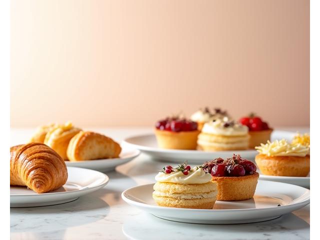 Elegant display of pastries and mini sandwiches for an event