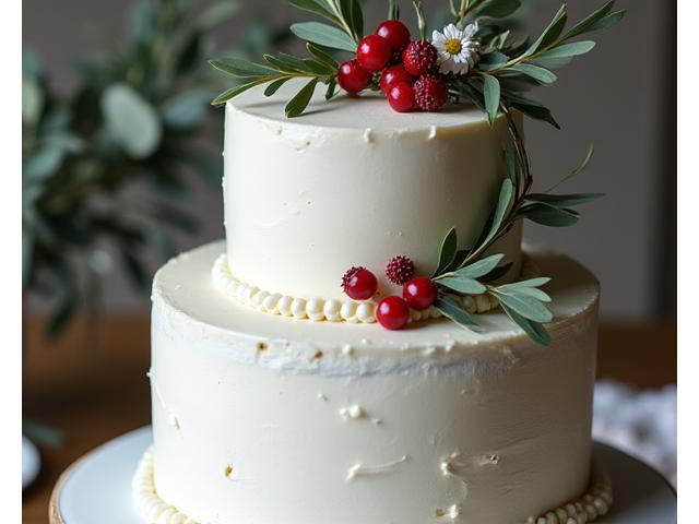 Elegant multi-tiered wedding cake with floral decorations